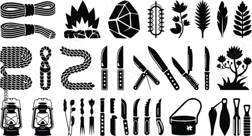 Set of 25 camping icons vector