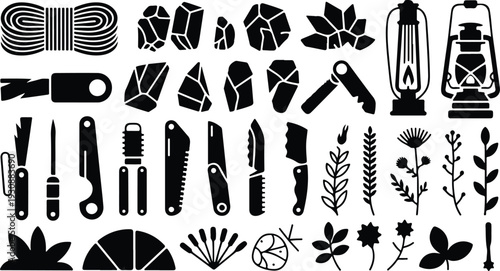 Set of 25 camping icons vector