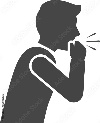 A man coughs into his hand pictogram icon