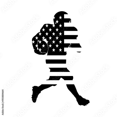 Silhouette of a walking person filled with American flag.