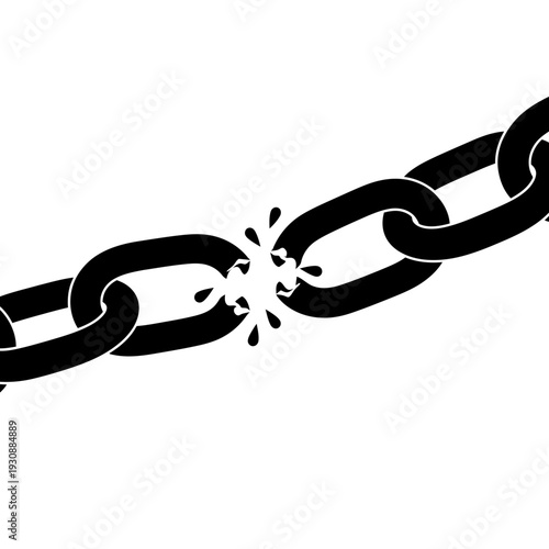 Black broken chain links symbolizing freedom and resistance.
