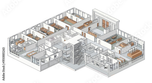 Detailed Isometric Architectural Floor Plan of a Modern Apartment Layout.