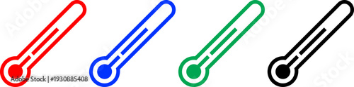 Thermometer icons collection red blue green black isolated on checkered background weather measurement illustration