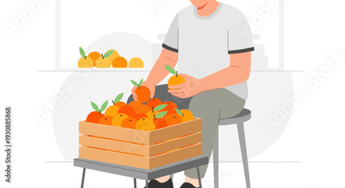 Man Harvesting Oranges Fresh Fruit Harvest And Healthy Eating Lifestyle