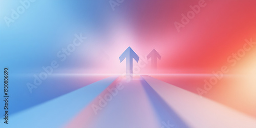 Soft background with call for up arrow, business concept scene