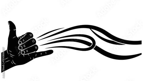 Hand Flicking a Whip or Lasso, Dynamic Motion Lines