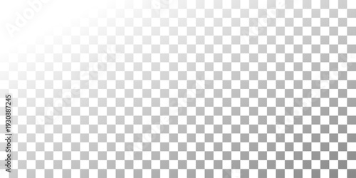 Seamless checker grid with gradient fade on transparent backdrop. Grey and white square tiles create geometric texture. Digital template with clean layout for layered compositions and PNG exports.