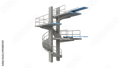 Modern Diving Platform Structure with Multiple Levels and Springboards.
