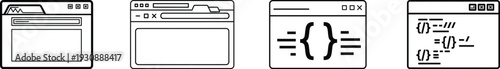 Technical diagrams of four rectangular devices with various features