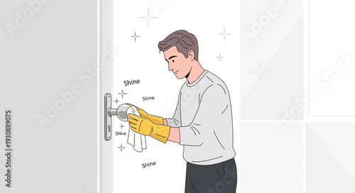 Man Polishing A Door Handle To Achieve A Sparkling Shine Effortlessly