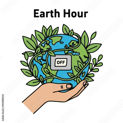 Earth Hour Global Protection and Environmental Care Illustrations