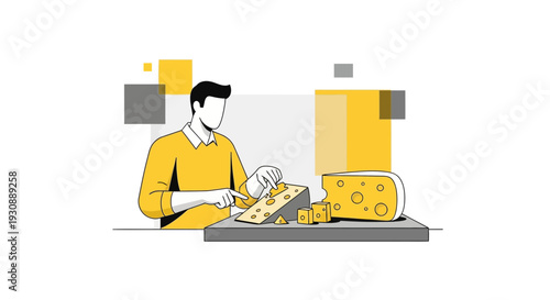 Man Preparing Cheese Slices For Tasting Event