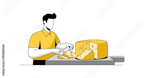 Man Preparing Cheese Slices For Enjoyment