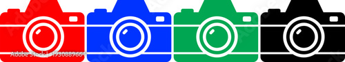 Digital photo camera icon set in four colors for photography business and creative design projects