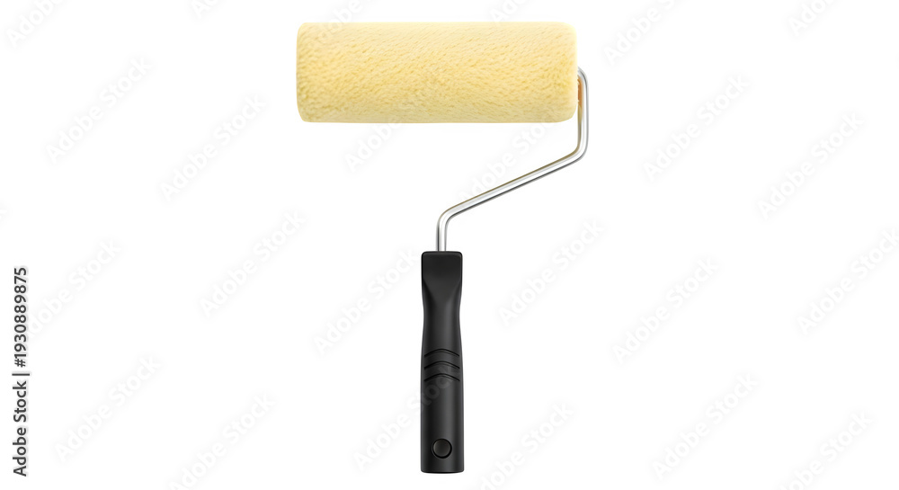 Fototapeta premium Yellow paint roller on a transparent background isolated on transparent background