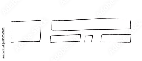 Hand drawn chalk rectangle frame with rough brush texture on white blackboard. Doodle border box in crayon style for text and children school designs. Cute geometric shape with sketched edges.