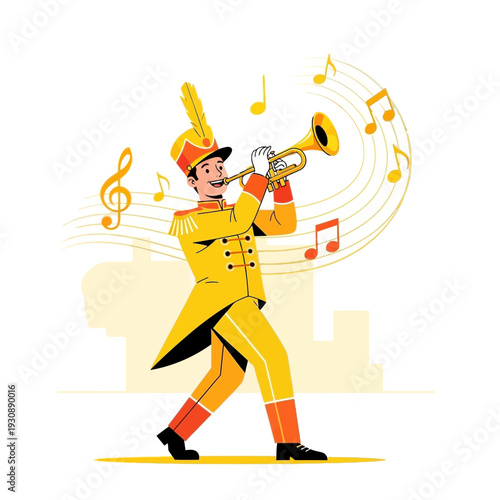 Marching Band Trumpet Player Performing Energetic Melody