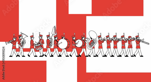 Marching Band Ensemble Performing Lively Outdoor Parade