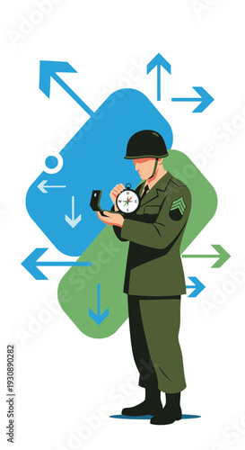 Military Navigation And Strategic Directional Guidance Illustrated Concept