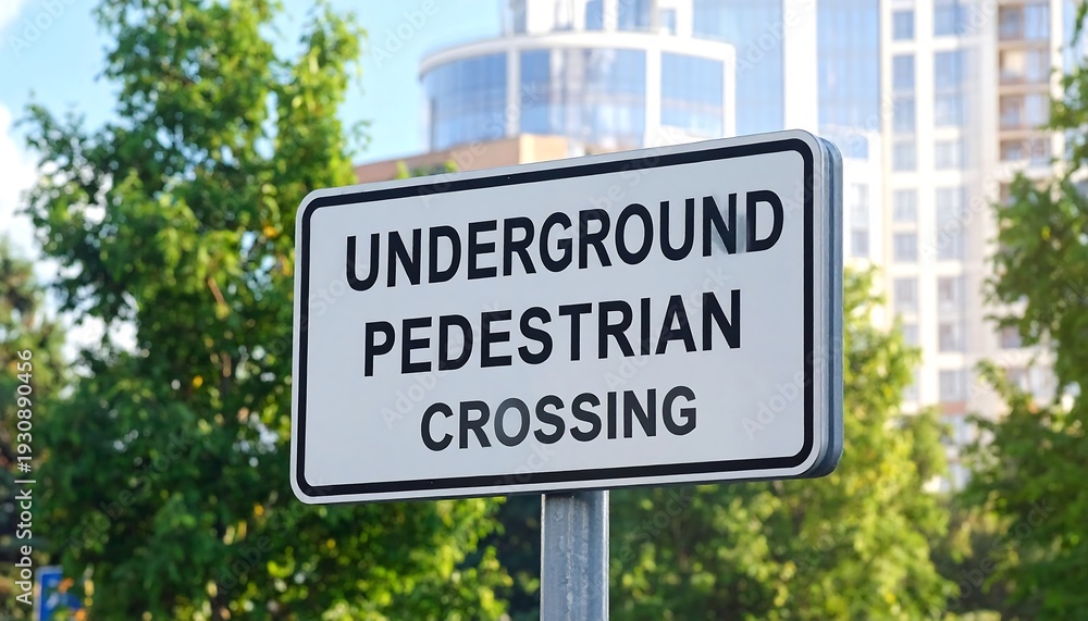 Obraz premium Underground Pedestrian Crossing Sign in Urban Environment.