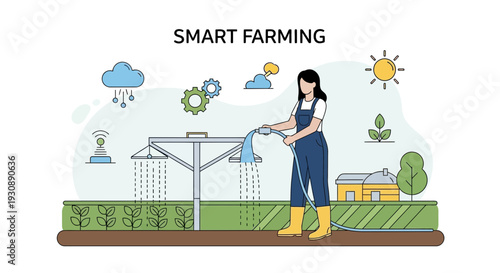 Modern Agriculture: A Female Farmer Utilizing Smart Technologies for Crop Irrigation