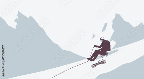 Mountain Climbing Expedition Silhouette Ascending Peaks Adventure