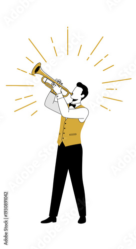 Musician Playing Trumpet With Golden Rays Celebrating Musical Talent And Performance