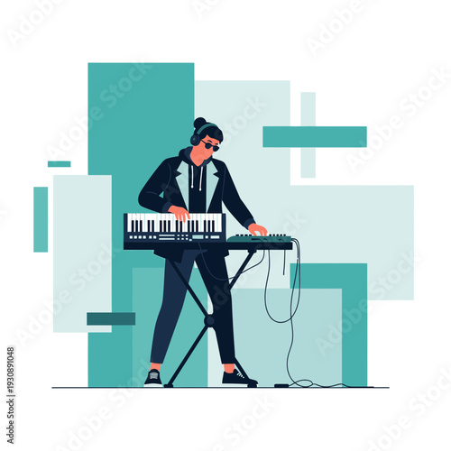 Musician Synthesizer Performance Creative Modern Abstract Digital Art