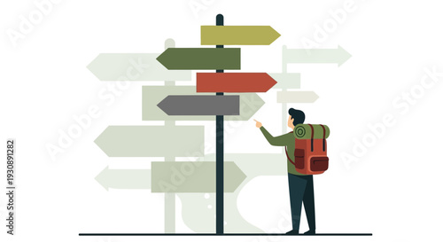 Navigating Life's Crossroads Person At Directional Signpost