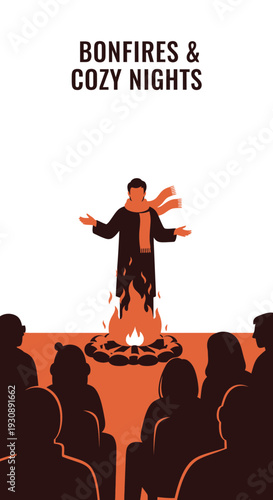 Outdoor Gathering Around A Warm Bonfire Under The Night Sky