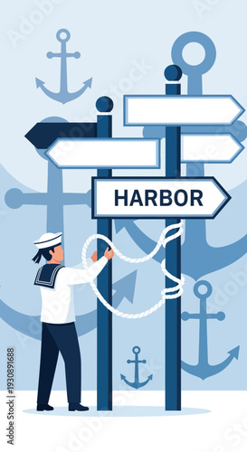 Nautical Signpost Guidance Towards Harbor Destination Maritime Navigation