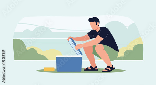 Outdoors Refreshment Prep Summer Cooler Setup Casual