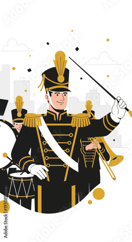 Orchestra Band Leader Conducting Musical Performance Festive Celebration