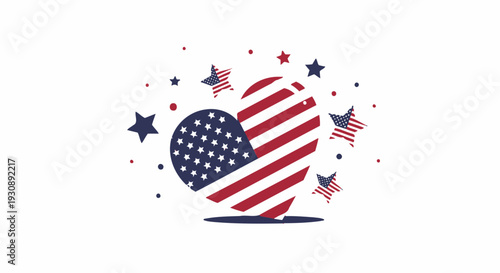 Patriotic Heart With Stars And American Flag Elements