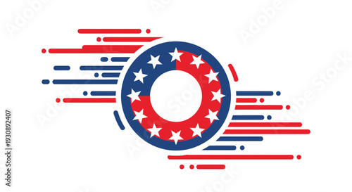Patriotic Star Emblem With Motion Blur Effect And Stripes