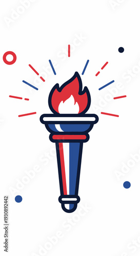Patriotic Torch Symbolizing Freedom and Independence on White Background