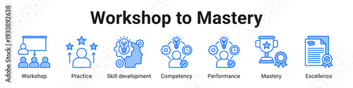 Workshop To Mastery web banner icon vector illustration.