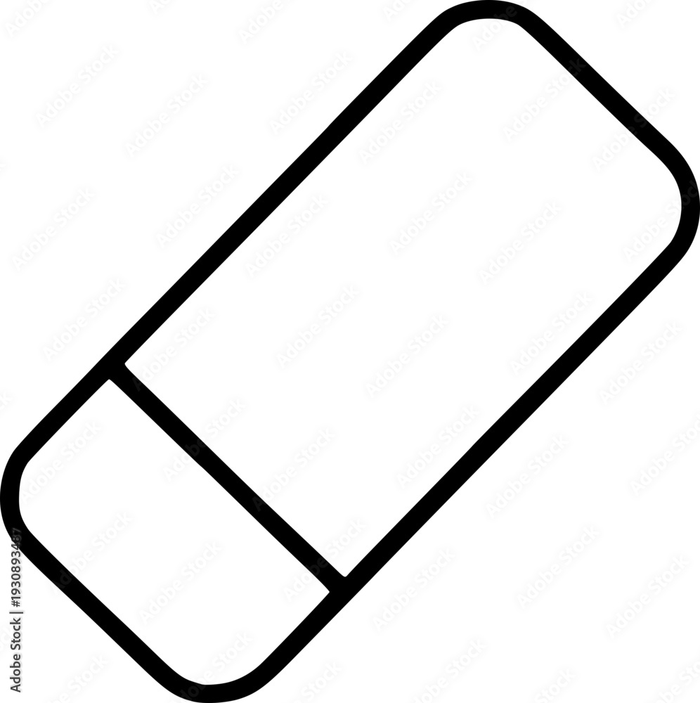 Obraz premium Minimalist and clean vector outline of an eraser. Perfect for educational designs, posters, presentations, websites, social media, and learning materials.