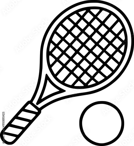 Minimalist and clean vector outline of a tennis racket. Perfect for educational designs, posters, presentations, websites, social media, and learning materials.