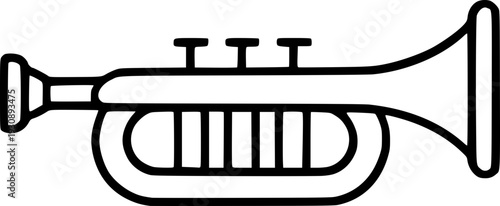 Minimalist and clean vector outline of a marching trumpet. Perfect for educational designs, posters, presentations, websites, social media, and learning materials.