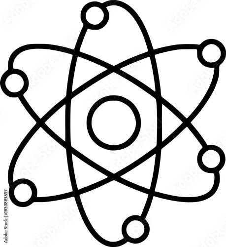 Minimalist and clean vector outline of a atom. Perfect for educational designs, posters, presentations, websites, social media, and learning materials.