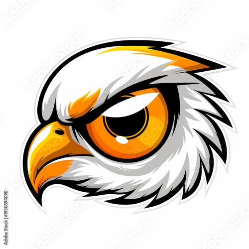 Vibrant vector illustration of a fierce eagle head profile with intense gaze