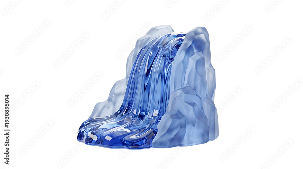 Fototapeta premium Miniature Waterfall Sculpture Crafted from Glass Material.
