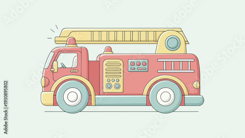 Adorable cartoon fire truck illustration with a playful design.