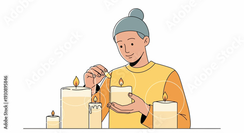 Person Lighting Candles For A Calm And Serene Atmosphere In A Minimalist Style