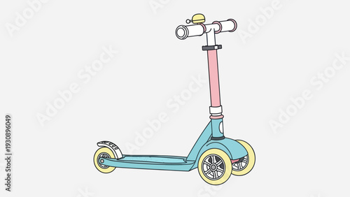 Colorful Three-Wheel Children's Scooter with Bell Illustration
