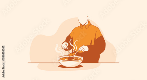 Person Enjoying A Hearty Bowl Of Steaming Soup Comfort Food Delight