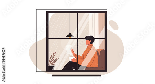 Person Enjoying Coffee While Reading By The Window