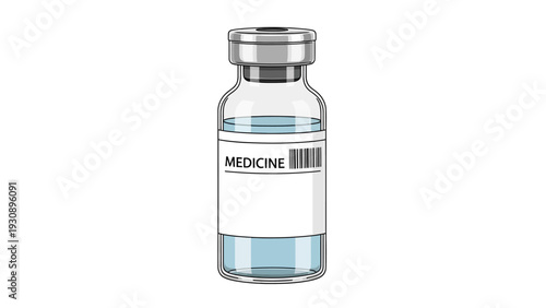 Medicine vial with liquid and label