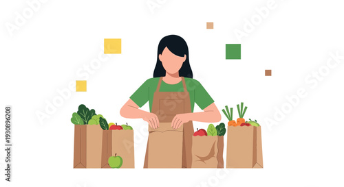 Person Packing Fresh Groceries Into Reusable Shopping Bags For Healthy Living